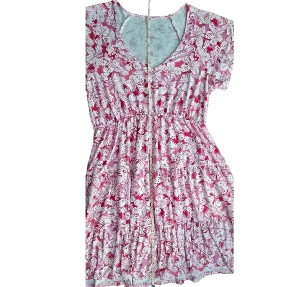 NOBO No Boundaries Pink Floral Tiered Mini Dress L (11-13) V-Neck Casual - Picture 12 of 15